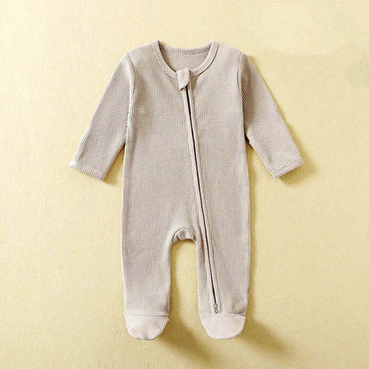 100% Organic Cotton Baby Romper in Pastel Color with Zipper Closure - Footed PJ for Newborns (0-12M)