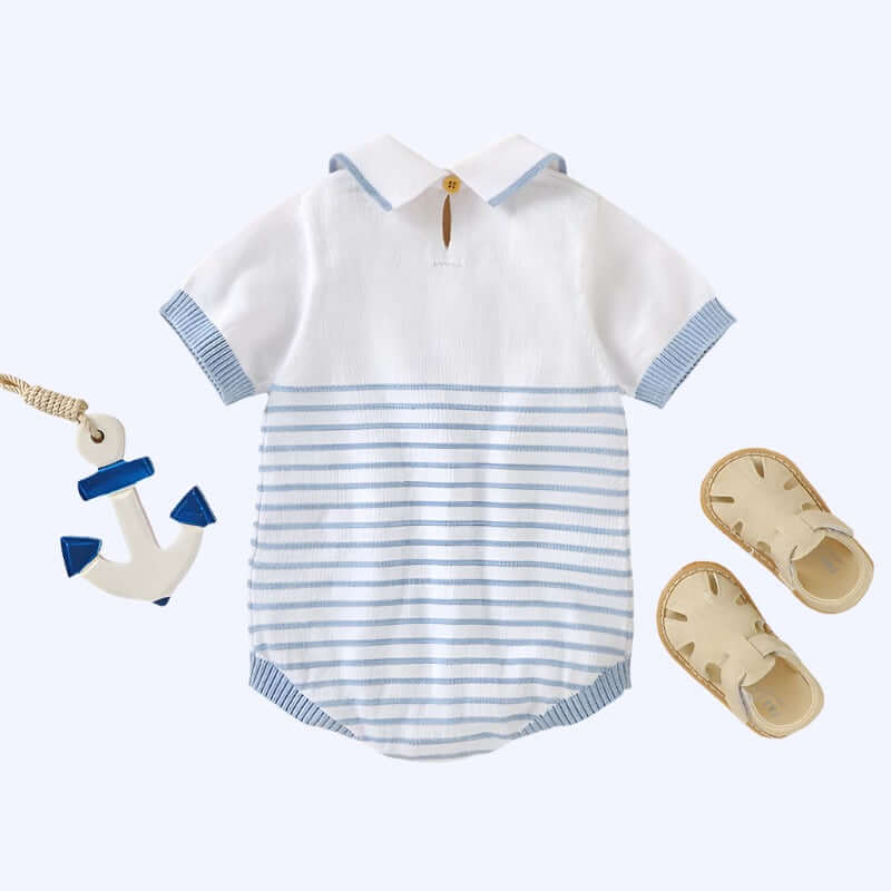 Summer Baby Bodysuit 100%Cotton Knit Newborn Boy Girl Jumpsuit Fashion Turn-down Collar Infant Toddler Clothing Short Sleeve Top