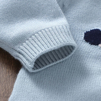 Baby Clothes Autumn Winter Blue Long Sleeve Knitted Newborn Boys Girls Onesie Bodysuits One Piece Infant Netural Jumpsuits 0-18m