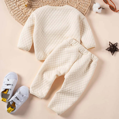 Baby Bear Bliss Waffle Knit Set – Warm, stylish 2-piece outfit for babies (3-24M).