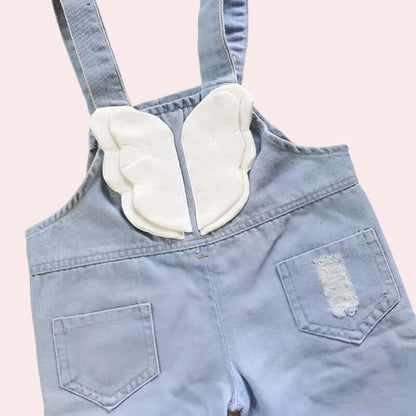 Baby Dungarees Girls Overalls Hole Wash Jeans Rainbow Print Trousers Denim Jumpsuit Toddler Infant Long Pants 0-4 Years