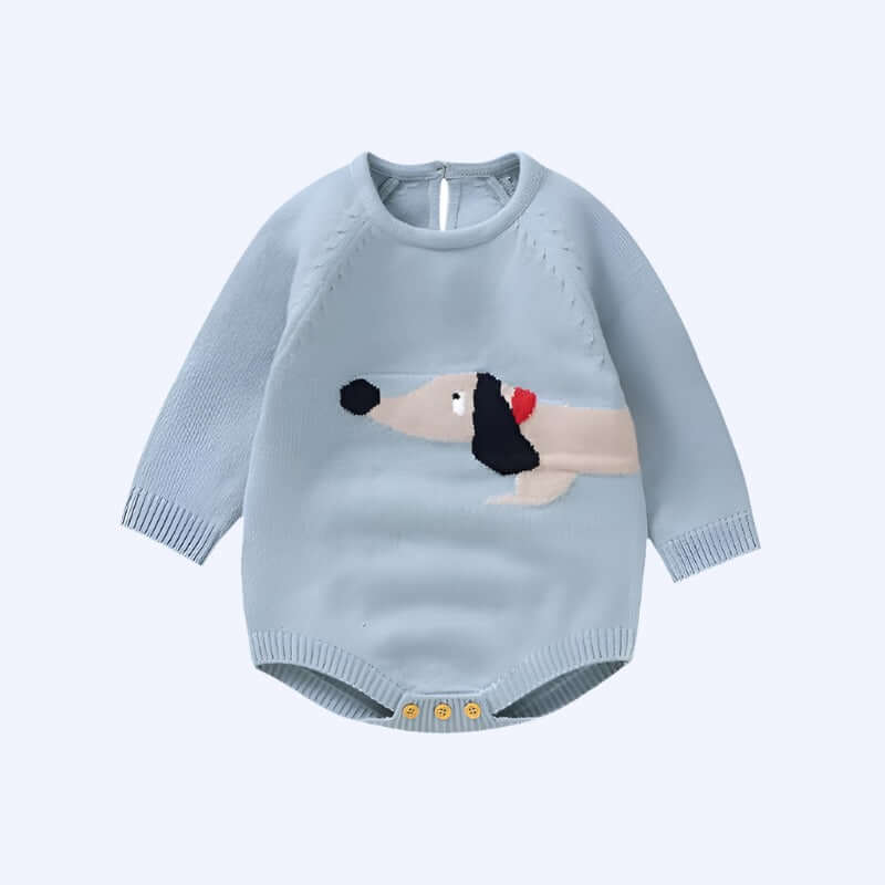 Baby Clothes Autumn Winter Blue Long Sleeve Knitted Newborn Boys Girls Onesie Bodysuits One Piece Infant Netural Jumpsuits 0-18m