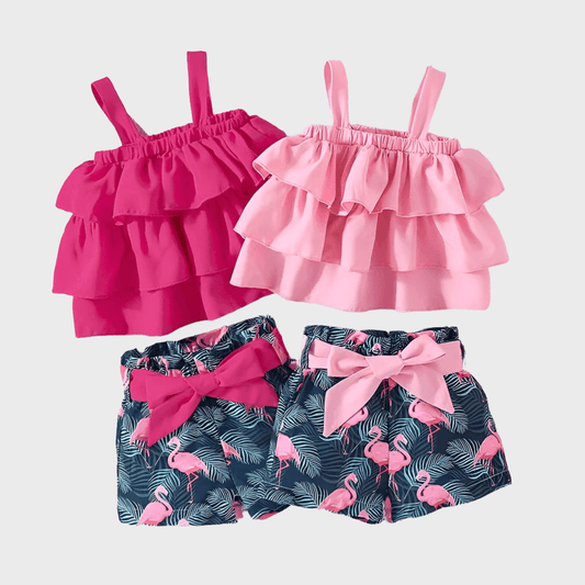 Sleeveless Crop-top + Stylish Flamingo Shorts