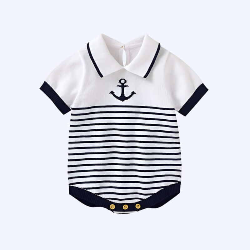 Summer Baby Bodysuit 100%Cotton Knit Newborn Boy Girl Jumpsuit Fashion Turn-down Collar Infant Toddler Clothing Short Sleeve Top