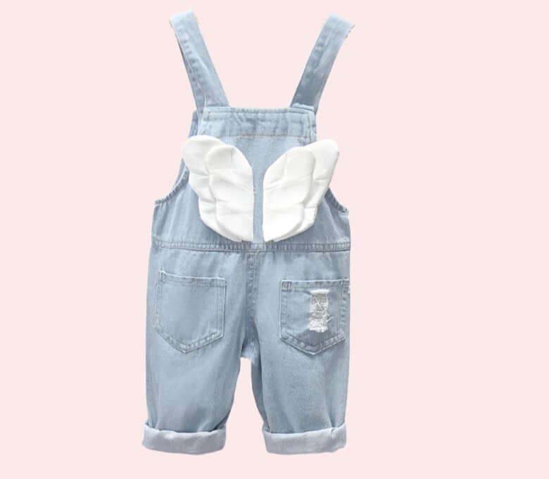 Baby Dungarees Girls Overalls Hole Wash Jeans Rainbow Print Trousers Denim Jumpsuit Toddler Infant Long Pants 0-4 Years