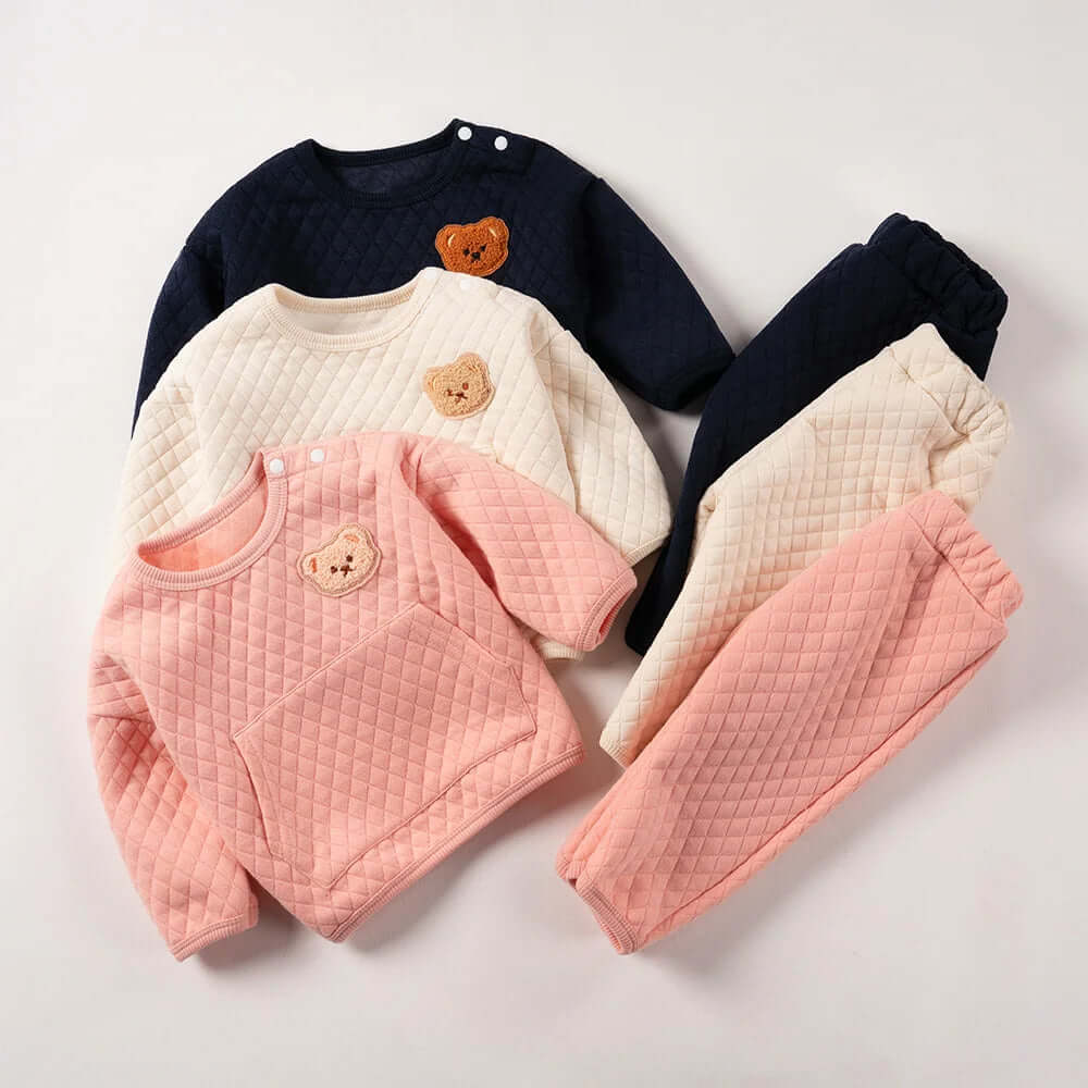 Baby Bear Bliss Waffle Knit Set – Cozy 2PCS Outfit for Babies (3-24M)