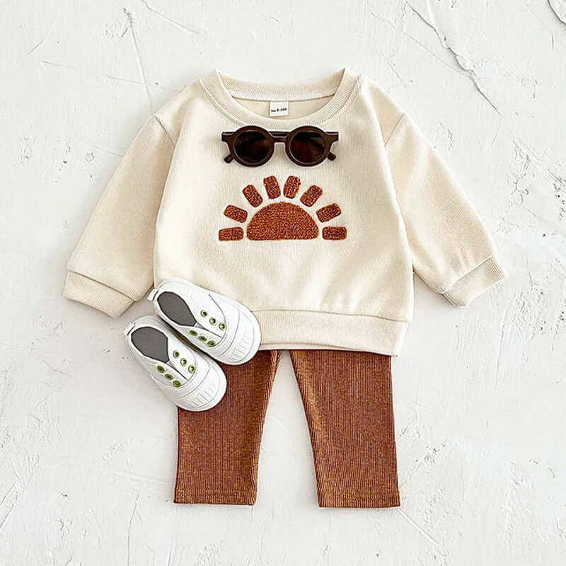 Sun Moon and Stars Ensemble Spring Autumn Baby Boys Girls Clothes Plush Sun/Moon Organic Cotton  Newborn Baby Long Sleeve Casual Kids Clothing Sets