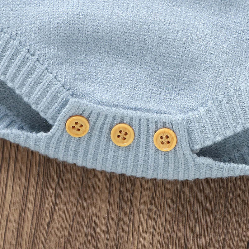 Baby Clothes Autumn Winter Blue Long Sleeve Knitted Newborn Boys Girls Onesie Bodysuits One Piece Infant Netural Jumpsuits 0-18m