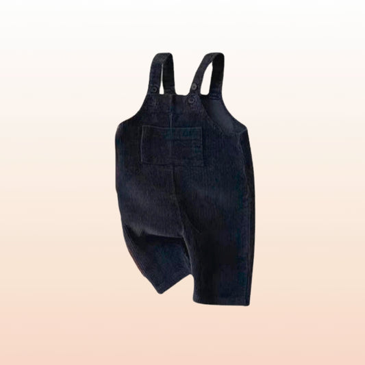 Cozy corduroy overalls for baby's autumn adventures, perfect for fall layering.