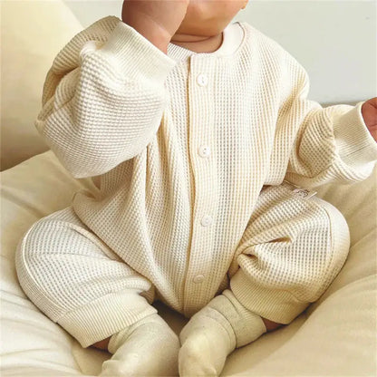 Autumn in Aspen 🏞️ Cozy Cotton Waffle Jumpsuit for Babies (3-24M)