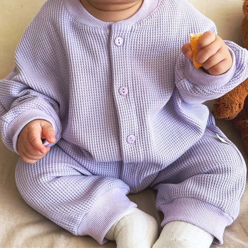 Autumn in Aspen 🏞️ Cozy Cotton Waffle Jumpsuit for Babies (3-24M)