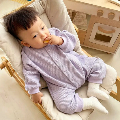 Autumn in Aspen 🏞️ Cozy Cotton Waffle Jumpsuit for Babies (3-24M)