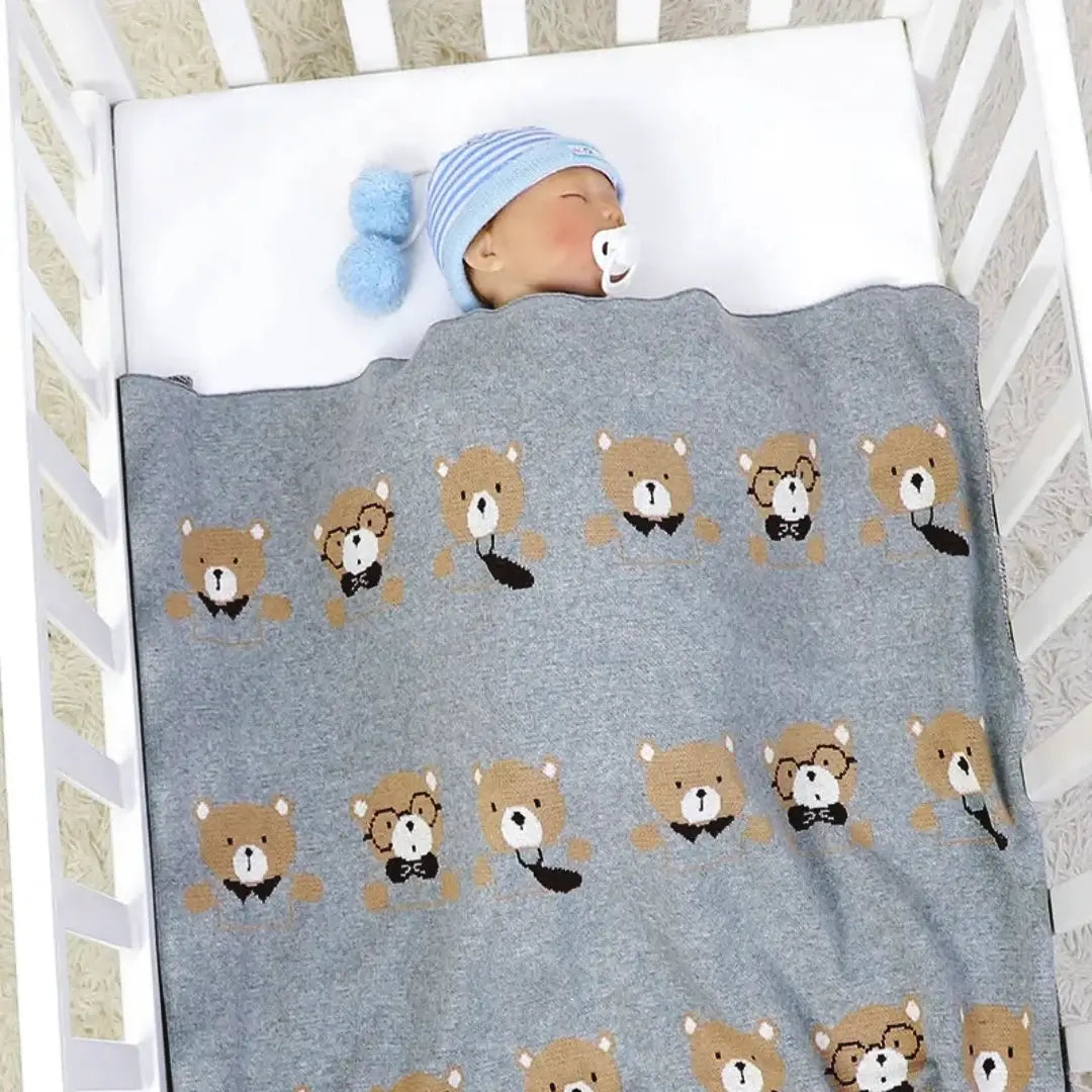 Bear Hugs Bundle 🐻 Cotton Knit Romper & Blanket Set for Babies (0-18M)