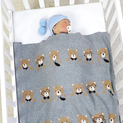 Bear Hugs Bundle 🐻 Cotton Knit Romper & Blanket Set for Babies (0-18M)