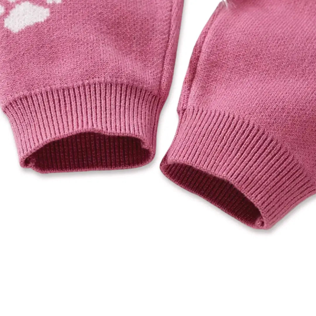 Berry Bear Cozy Knit Pants with Paw Prints for Toddlers