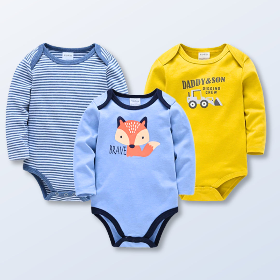 3 Piece Sets-Buy 2 Sets Get One Free! 3-Piece Baby Bodysuit Collection Long Sleeve & Soft  Cotton (0-12M)