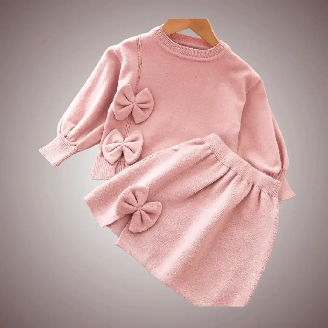 Blushing Bow Knit Set  🎀 Cozy Elegance for Little Ones (18M-6Y)