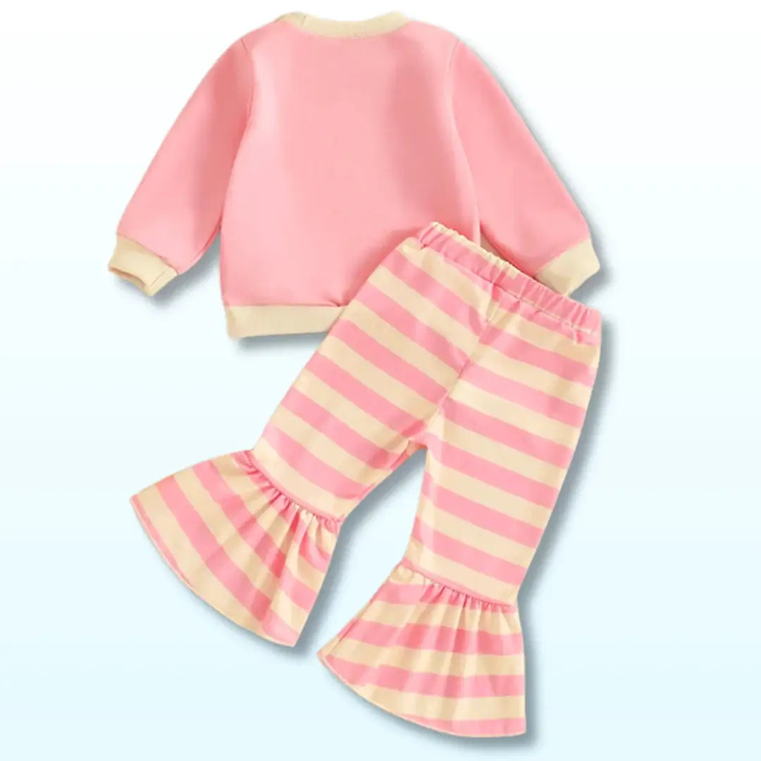 Candy Stripes Casual 🍬 Long Sleeve Sweatshirt + Striped Flare Pants (18M-5T)