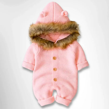 Chicago Chic Knits - Faux Fur Hooded Romper (3-24M)