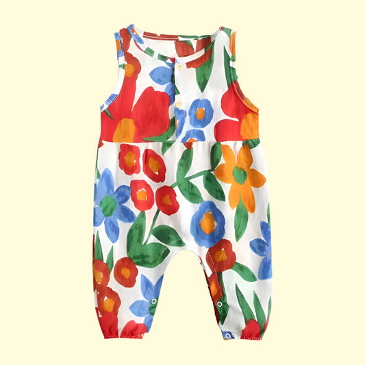 Flower Jumpsuits - Sleeveless Cotton & Comfy