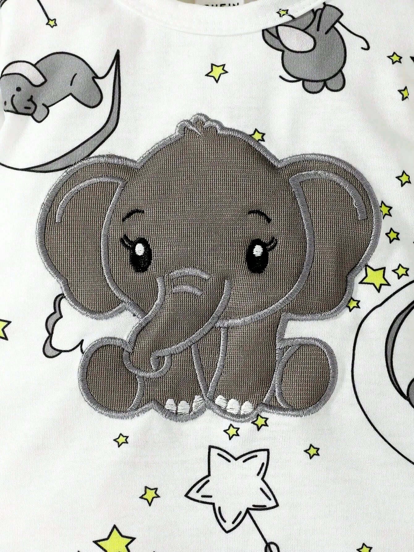 Newborn Elephant Dreams Romper! 2pcs Long Sleeve + Hat (0-6M)