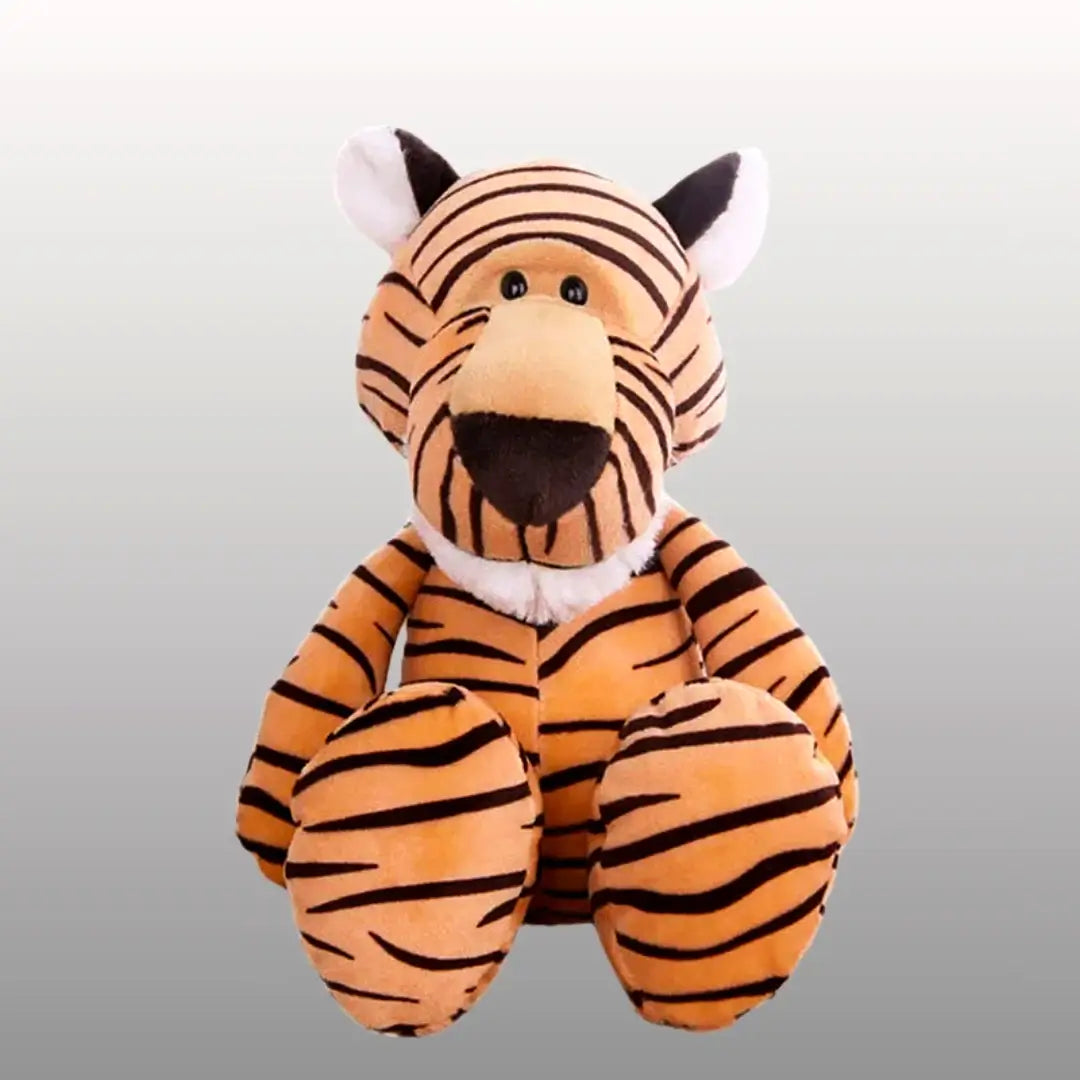 Cute tiger plush doll from Jungle Friends collection for kids' playtime and cuddles. Soft, huggable, and perfect for adventures.