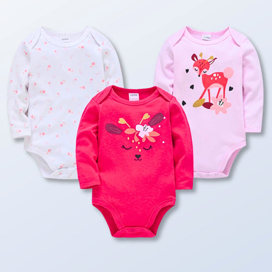 3 Piece Sets-Buy 2 Sets Get One Free! 3-Piece Baby Bodysuit Collection Long Sleeve & Soft  Cotton (0-12M)