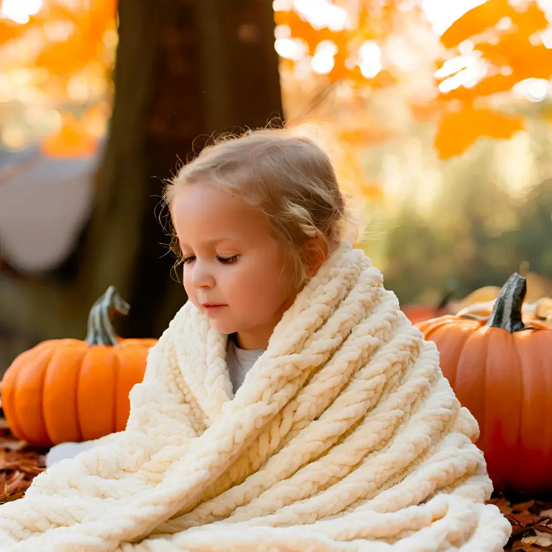 Santa Fe Snuggle 🍁 Chunky Chenille Knit Blanket, Perfect for Cozy Days