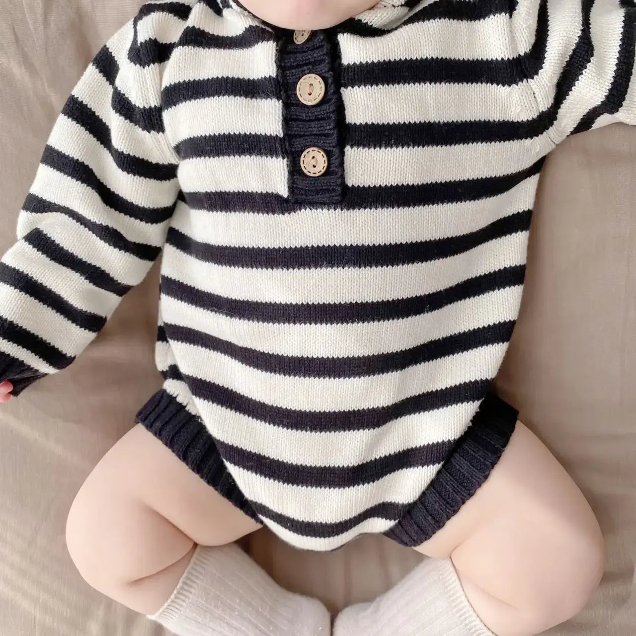 Chic Stripes - Hooded Long Sleeve Romper (3M-3T)