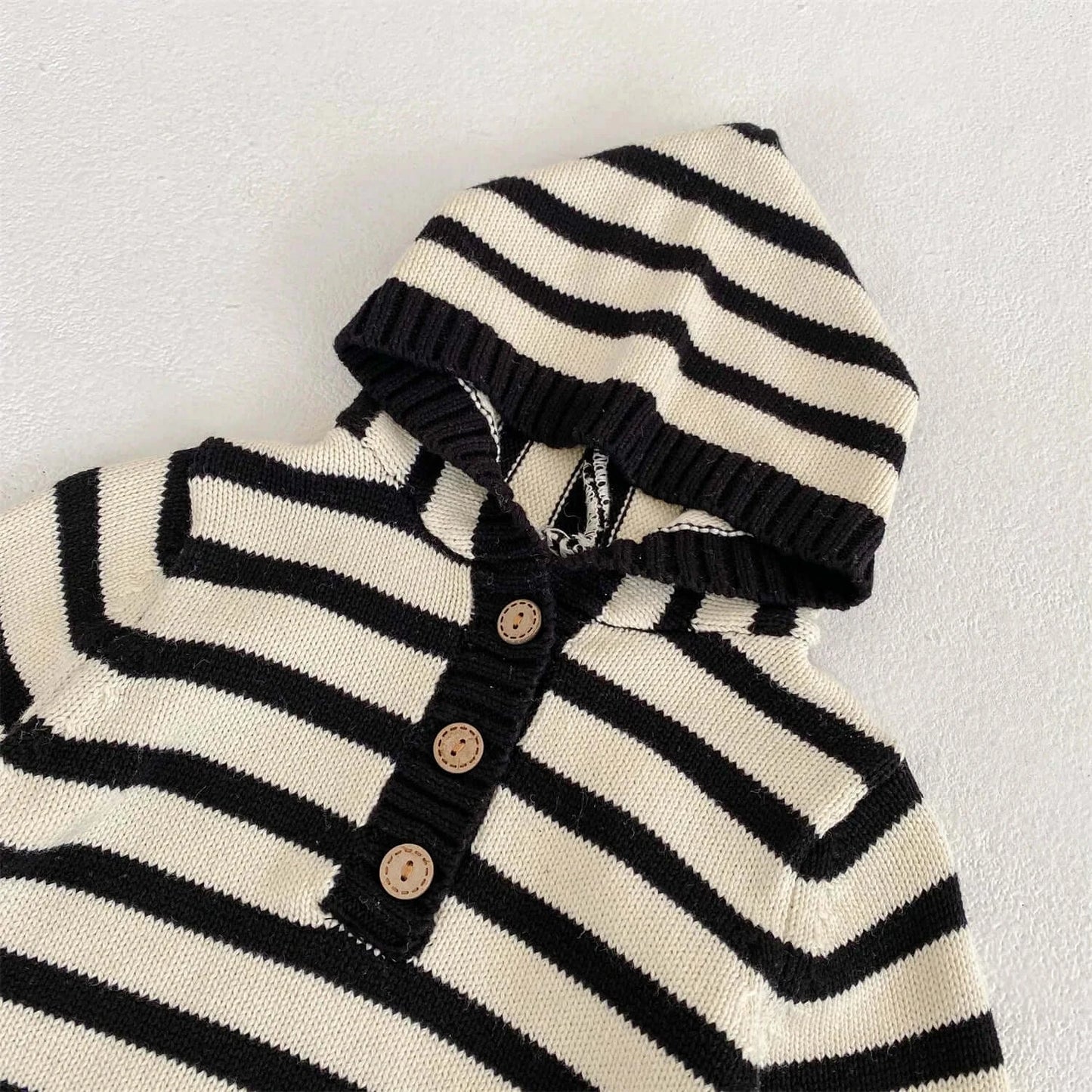 Chic Stripes - Hooded Long Sleeve Romper (3M-3T)