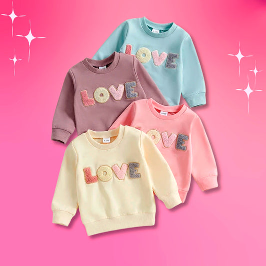 Love Sweatshirts - Embroidered Crew Neck Long Sleeve