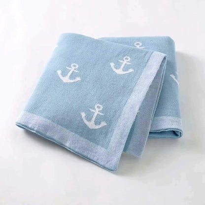 Nautical Dreams ⚓ 100% Cotton Knit Baby Swaddle Blanket (40 X 30 inches)