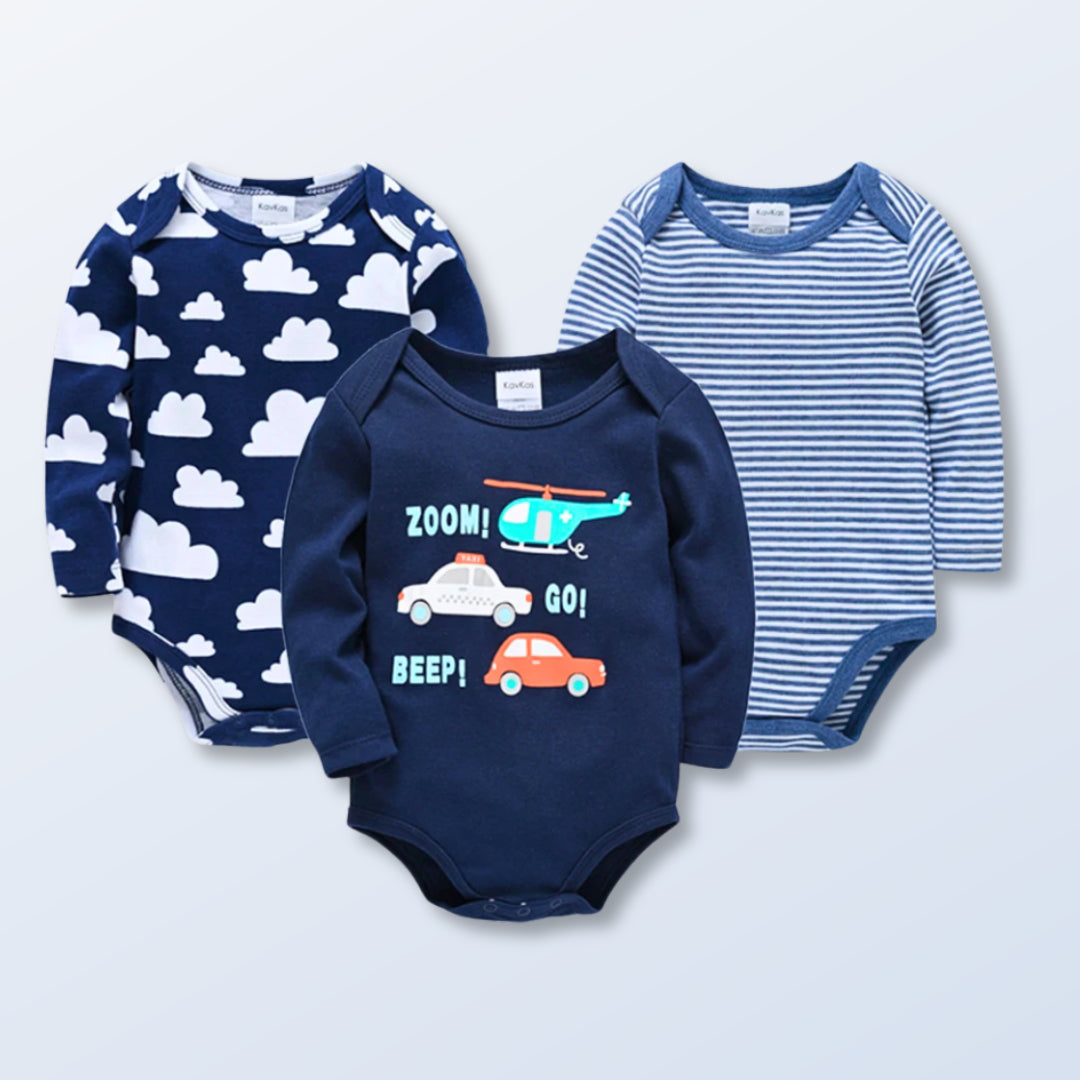 3 Piece Sets-Buy 2 Sets Get One Free! 3-Piece Baby Bodysuit Collection Long Sleeve & Soft  Cotton (0-12M)