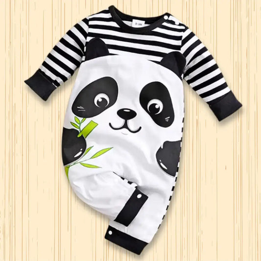 Panda Playtime 🐼 Striped Long Sleeve Onesie (0-18M)