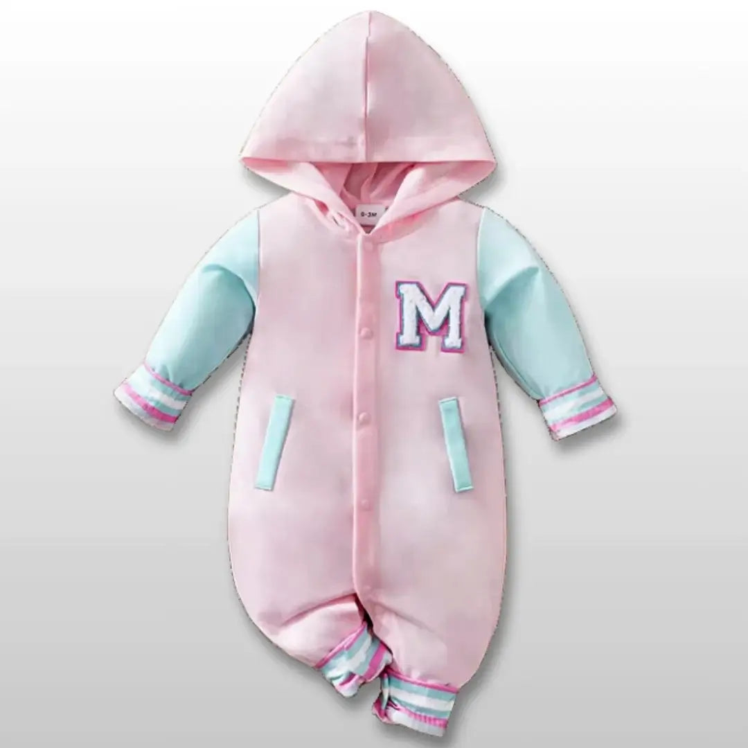 Pastel Varsity Dreams Hooded Romper (0-18M)