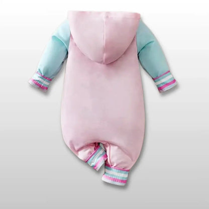 Pastel Varsity Dreams Hooded Romper (0-18M)