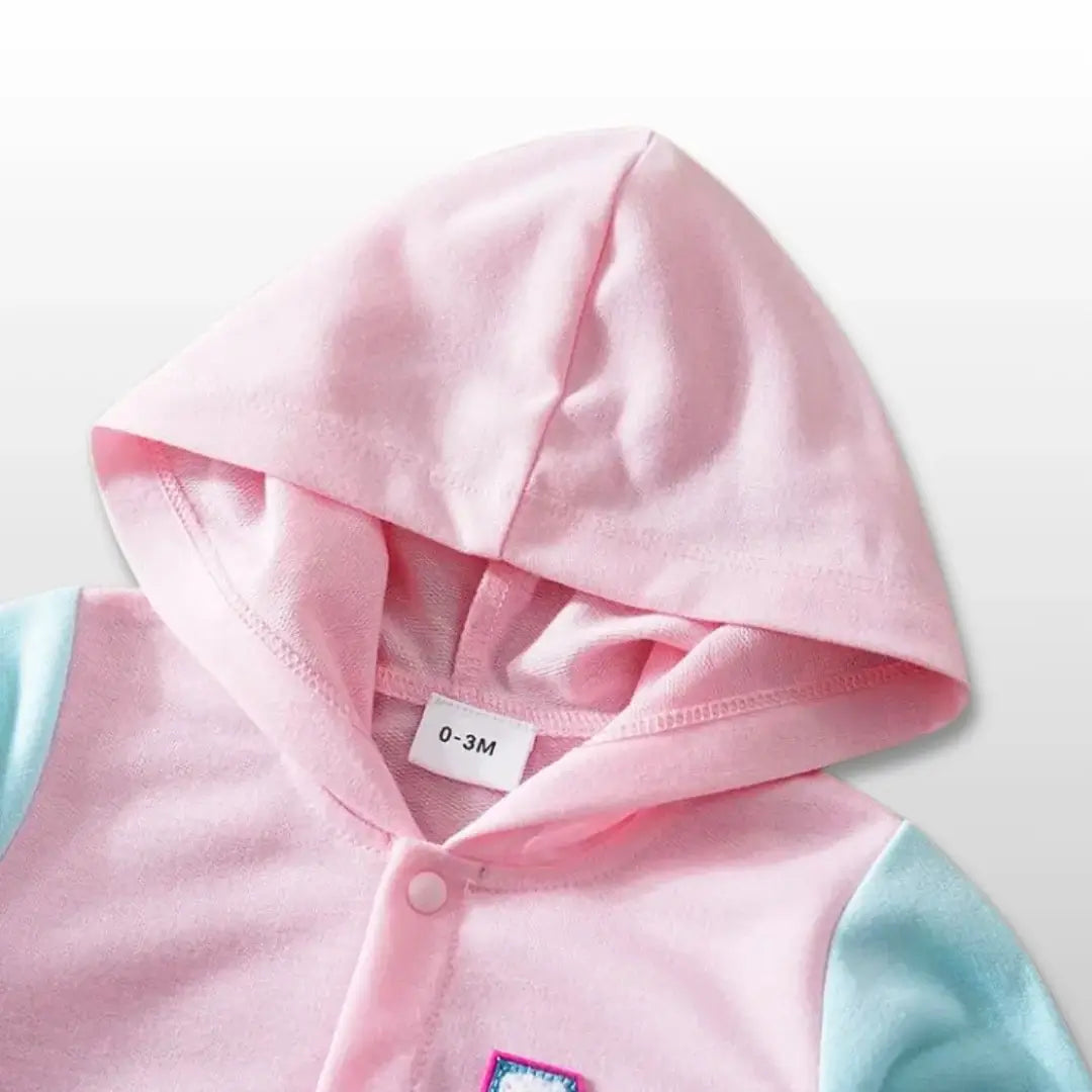 Pastel Varsity Dreams Hooded Romper (0-18M)