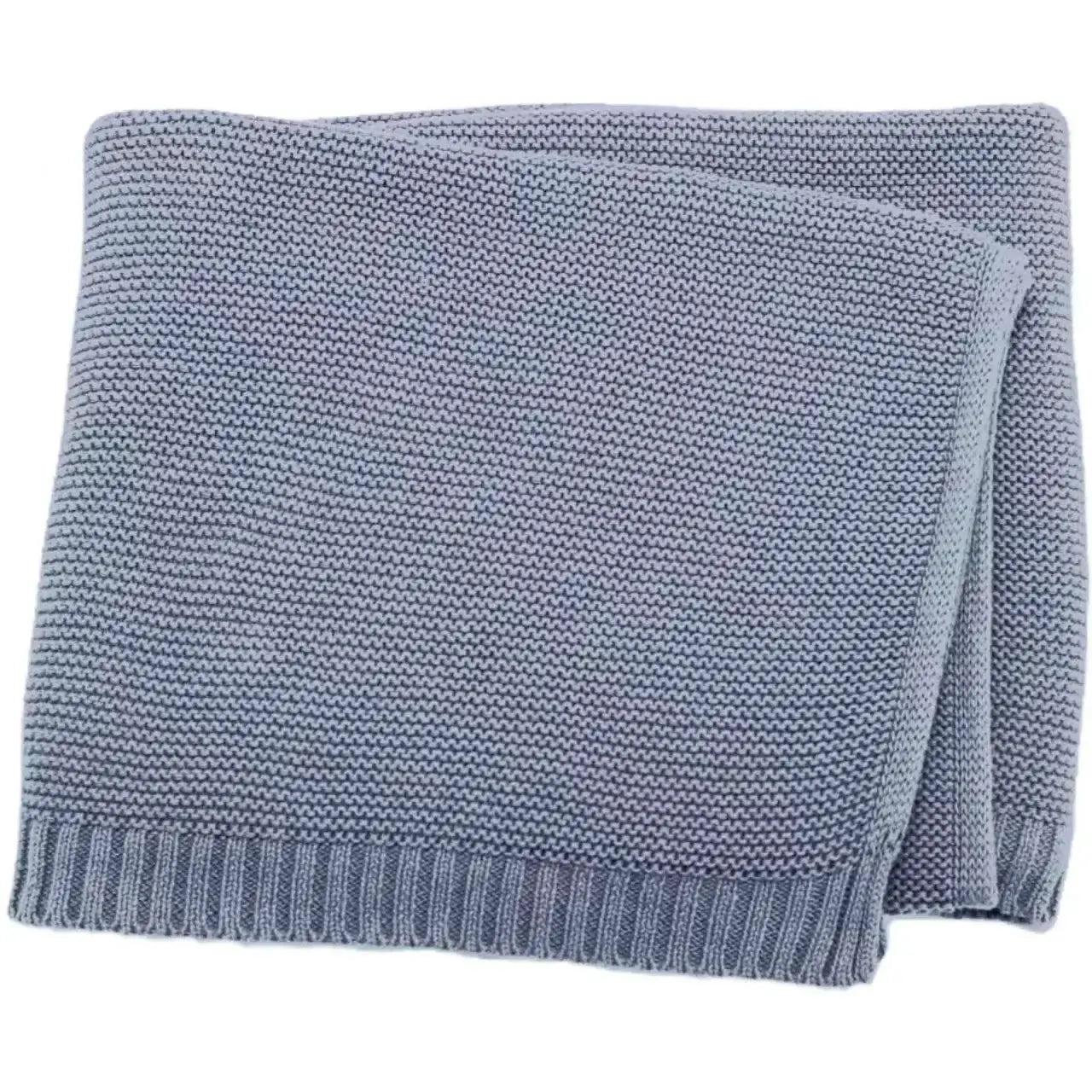 Soft gray 100% cotton personalized embroidered baby blanket, perfect for cozying up your little one. Ideal nursery accessory.