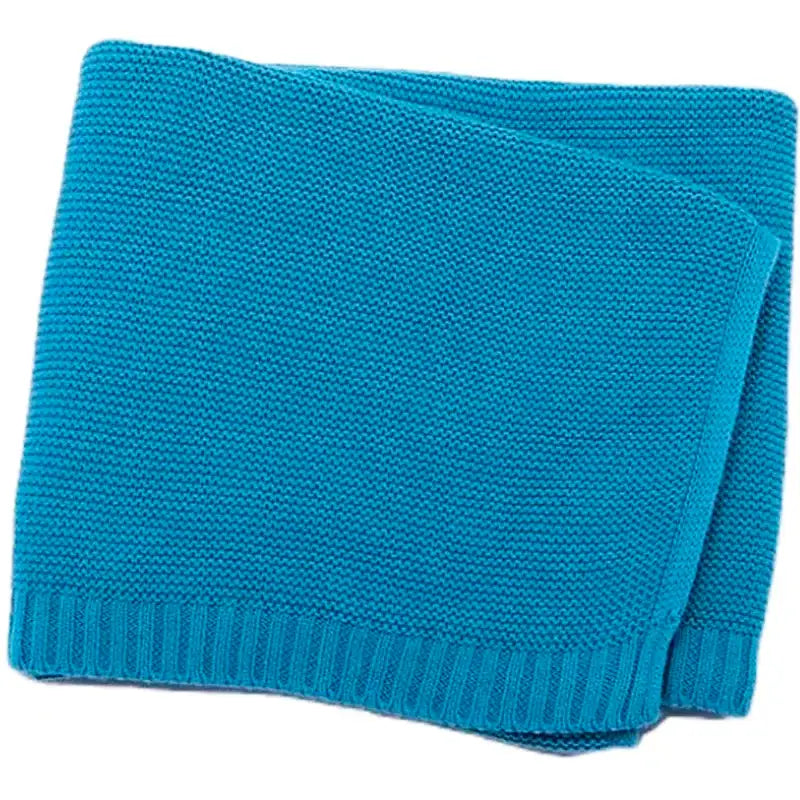 Soft turquoise 100% cotton baby blanket, perfect for warmth and coziness, ideal for personalized gifts.