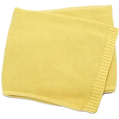 Soft yellow 100% cotton personalized baby blanket, perfect for keeping little ones cozy and warm in any setting.