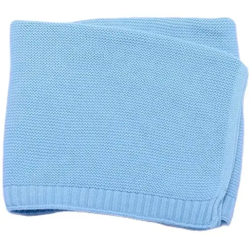 Cozy light blue 100% cotton baby blanket, perfect for infants and personalized with names for a unique gift.