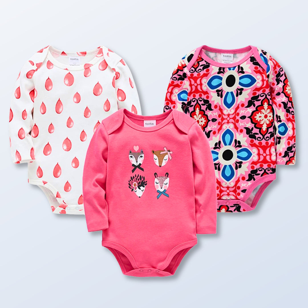 3 Piece Sets-Buy 2 Sets Get One Free! 3-Piece Baby Bodysuit Collection Long Sleeve & Soft  Cotton (0-12M)