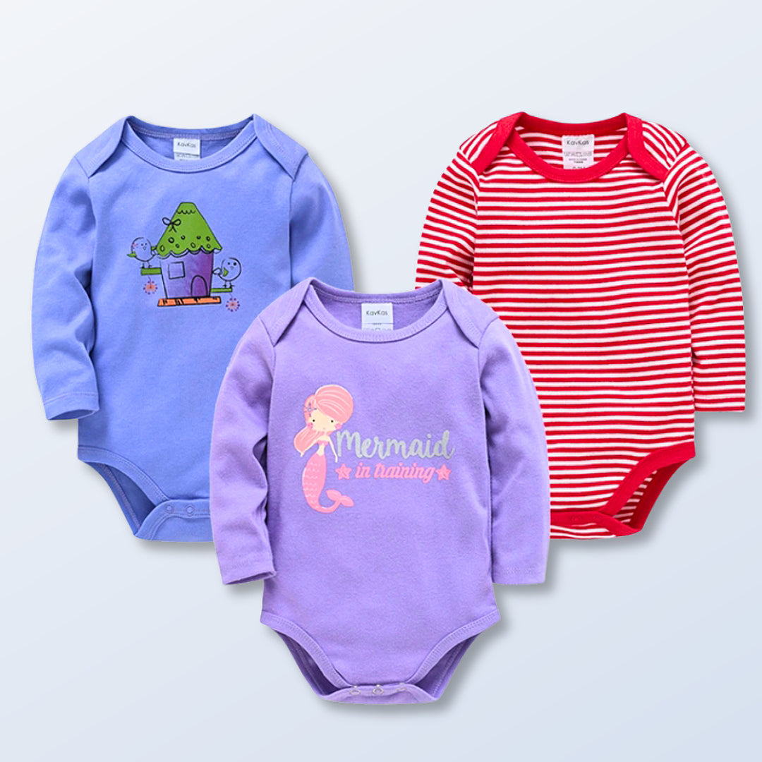 3 Piece Sets-Buy 2 Sets Get One Free! 3-Piece Baby Bodysuit Collection Long Sleeve & Soft  Cotton (0-12M)