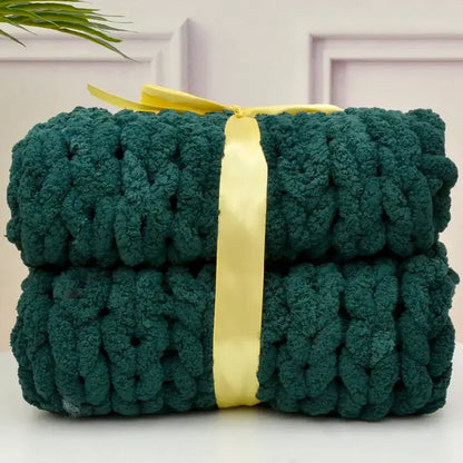 Santa Fe Snuggle 🍁 Chunky Chenille Knit Blanket, Perfect for Cozy Days