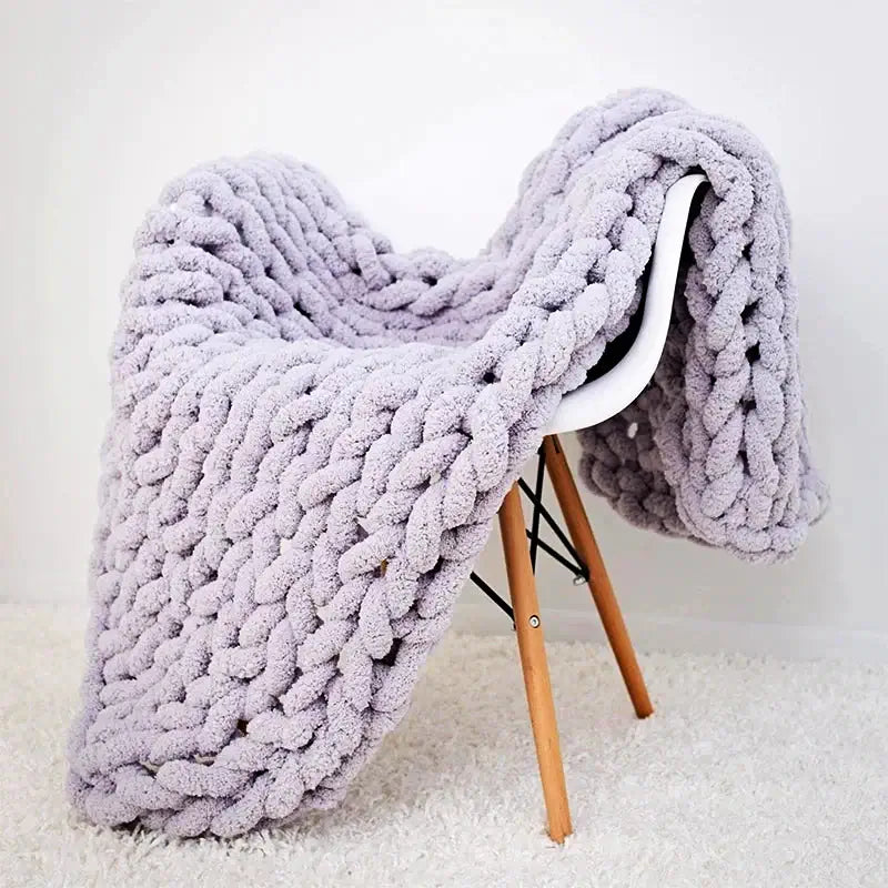 Santa Fe Snuggle 🍁 Chunky Chenille Knit Blanket, Perfect for Cozy Days