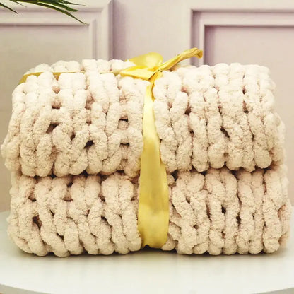 Santa Fe Snuggle 🍁 Chunky Chenille Knit Blanket, Perfect for Cozy Days