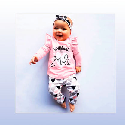 You Make Me Smile Combo - Shirt + Geometric Pants (0-24M)