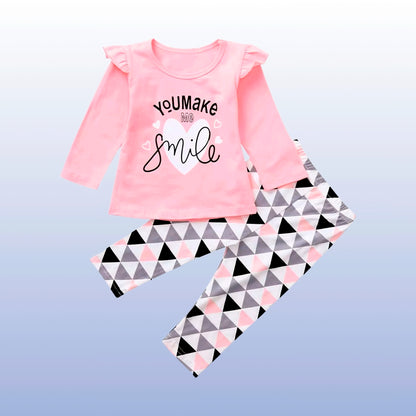 You Make Me Smile Combo - Shirt + Geometric Pants (0-24M)