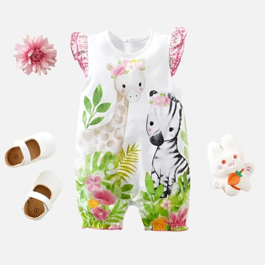 Giraffe Fun for Babies - Cute Cotton Romper for Summer Fun
