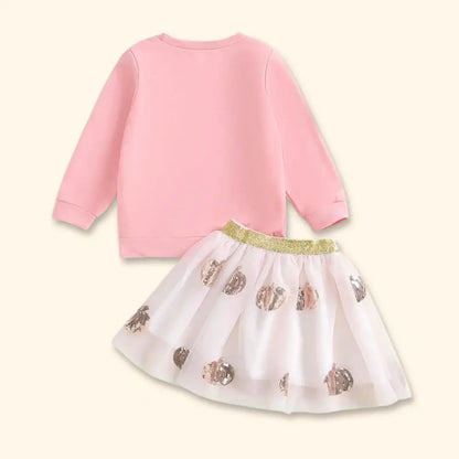 Sweet Pumpkin Toddler Girl 🎃 Sweatshirt & Sparkly Pumpkin Tulle Skirt! Perfect for Mini Fashionistas!